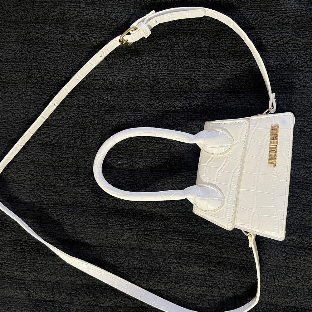 Jacquemus White Croc-Embossed Mini Bag